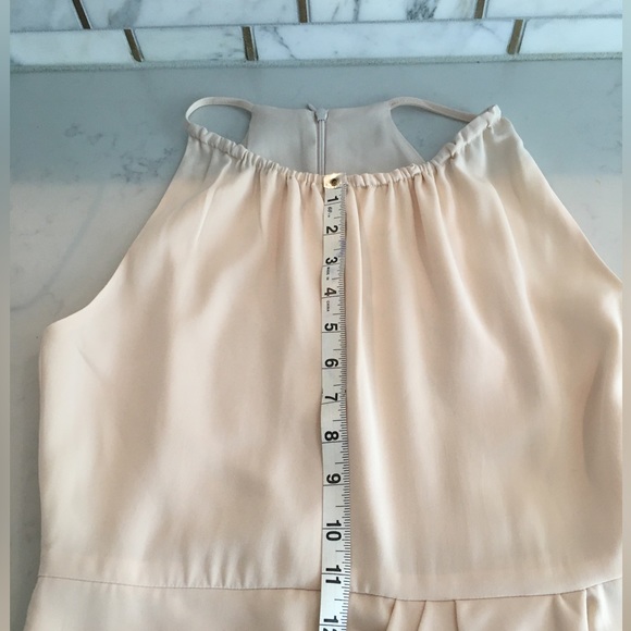 NWT Shona Joy High-Neck Ruched Nude Evening Occassion Wedding Dress, US Size 2 - Picture 5 of 11